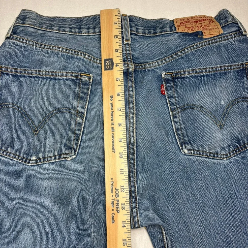 VTG Levi's 501 Jeans Mens 36x34 Fit 34x33 Blue Button Fly Straight Leg 90s Denim